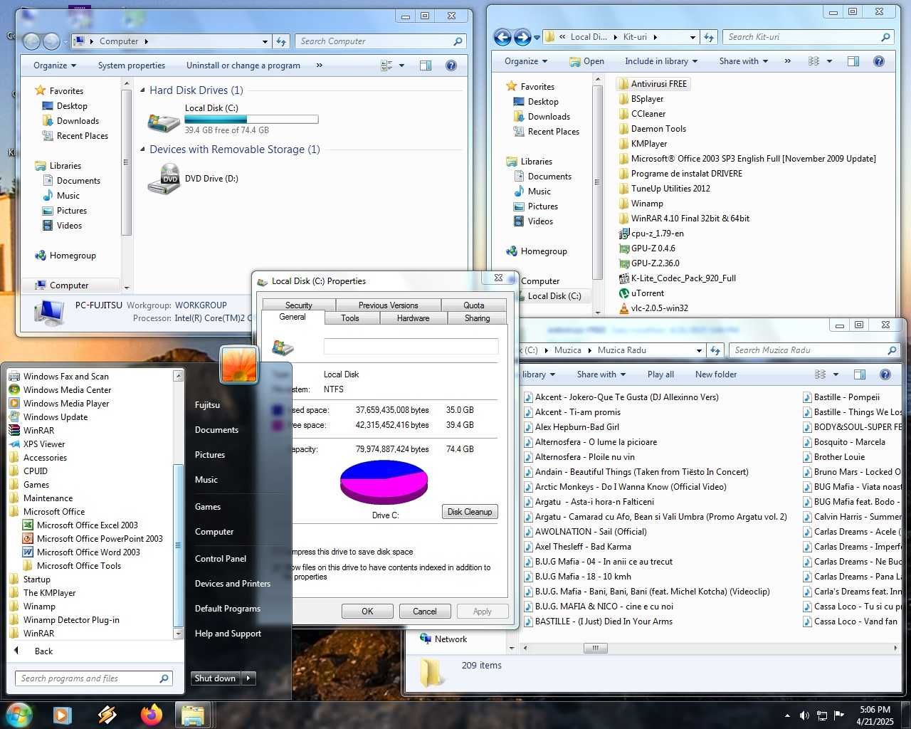 calculator desktop PC complet, unitate+monitor cu boxe pentru scoala