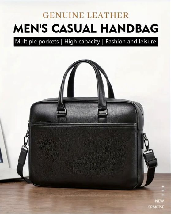 Мъжка изискана бизнес чанта за лаптоп15”/Луксозна, премиум естест.кожа