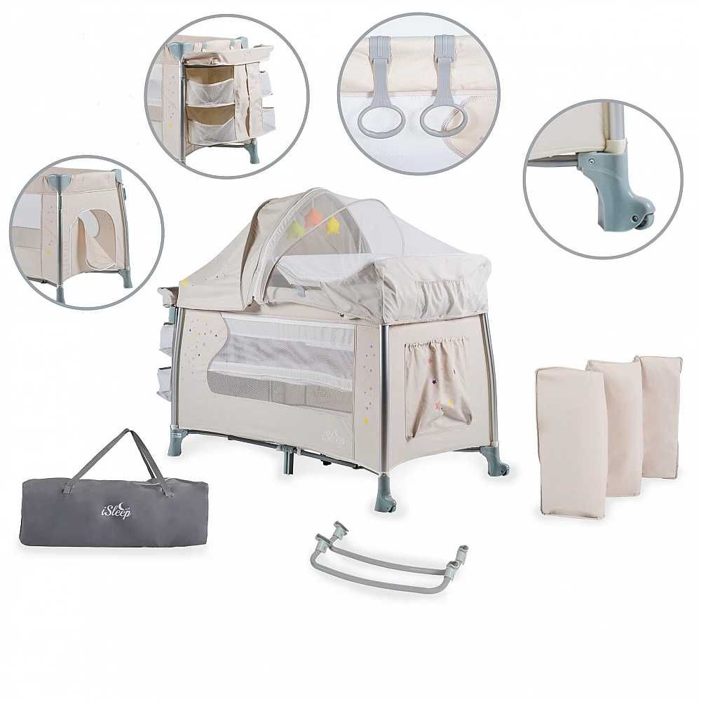 Детска кошара Cangaroo iSleep (бебешка кошара на 2 нива, с повивалник)