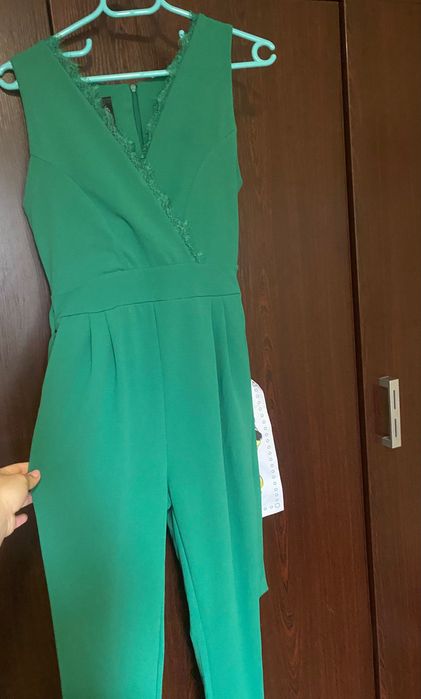 Дамски гащеризон с нежна дантела зелен. Размер S