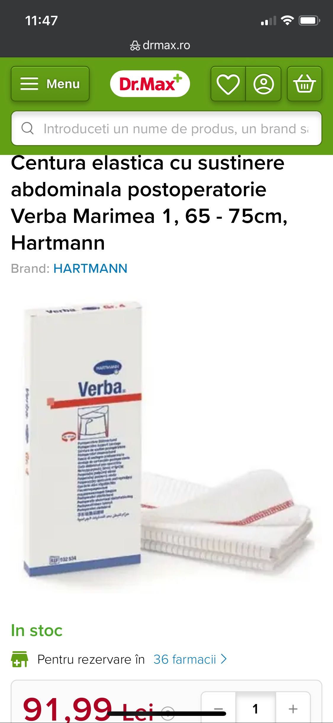 Centura postoperatorie marime 1  65-75 cm Verba Nou