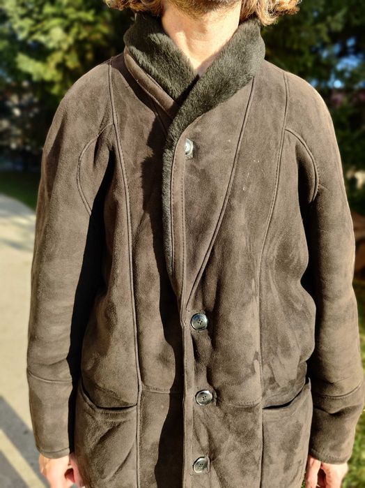 Cojoc barbat piele / blana naturala miel 2 XL - XXL 54 NOU Maro Bej