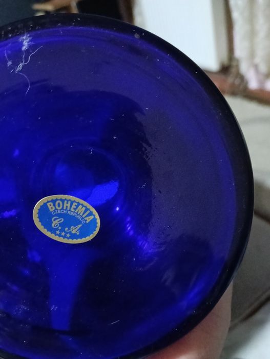 Vaza bohemia albastru vintage