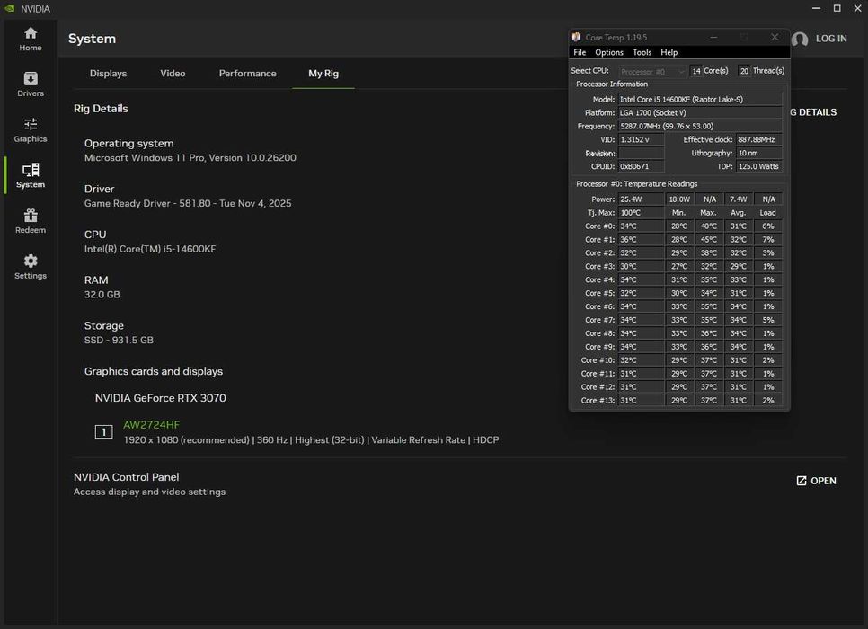 Pc Gaming I5 14600KF , RTX 3070 OC , 32 GB RAM