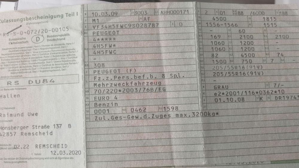 Motor  Peugeot  308 sw și Citroën benzină 4H5FWC
