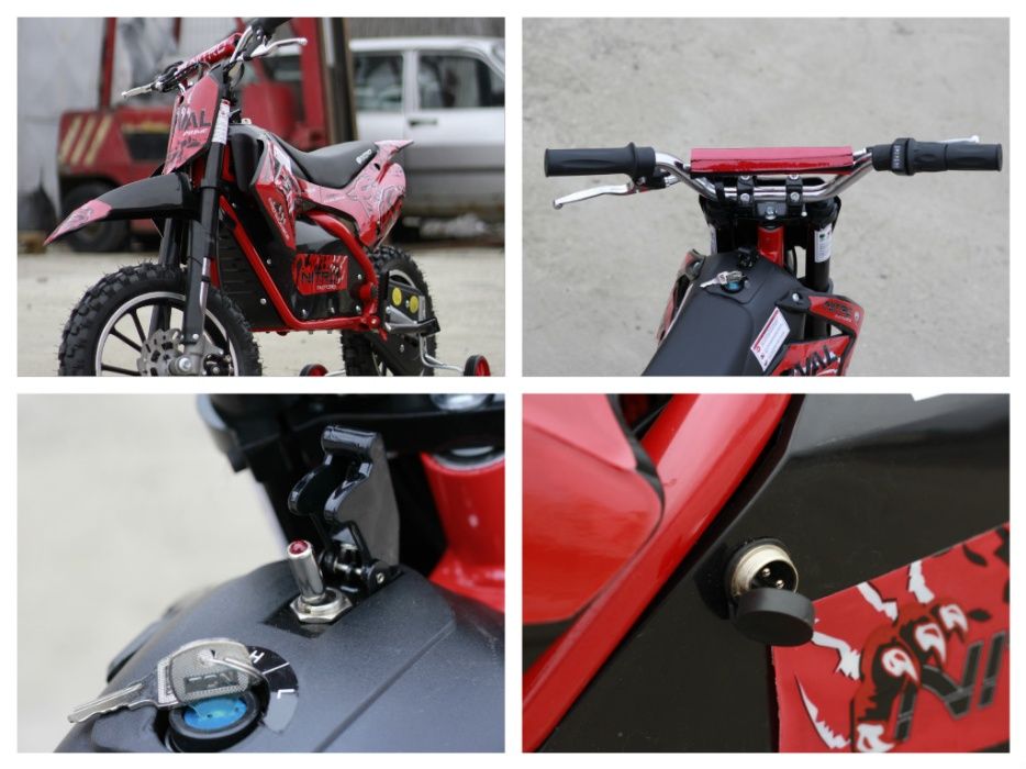 Motocicleta electric pentru copil 3- 9 ani, NITRO Serval 500W #Rosu