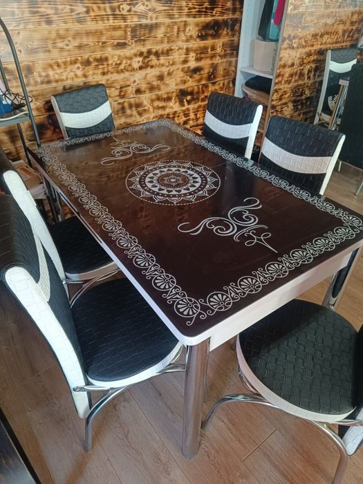 masa sticla  + 6 scaune