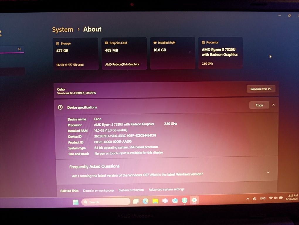СПЕШНО!!! Продавам лаптоп Asus. 16Gb ram