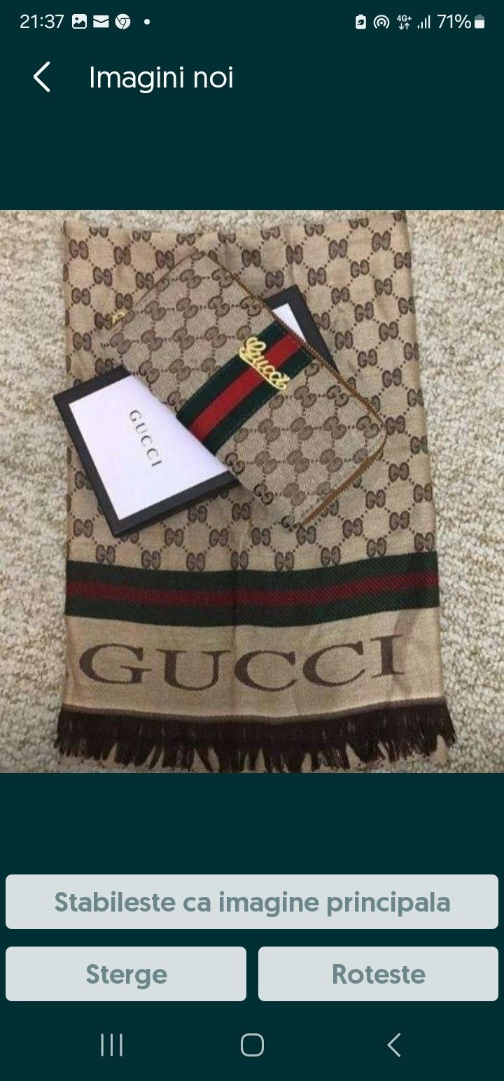 Esarfa+portofel Gucci,super model ,Italia,saculet, etichetă incluse