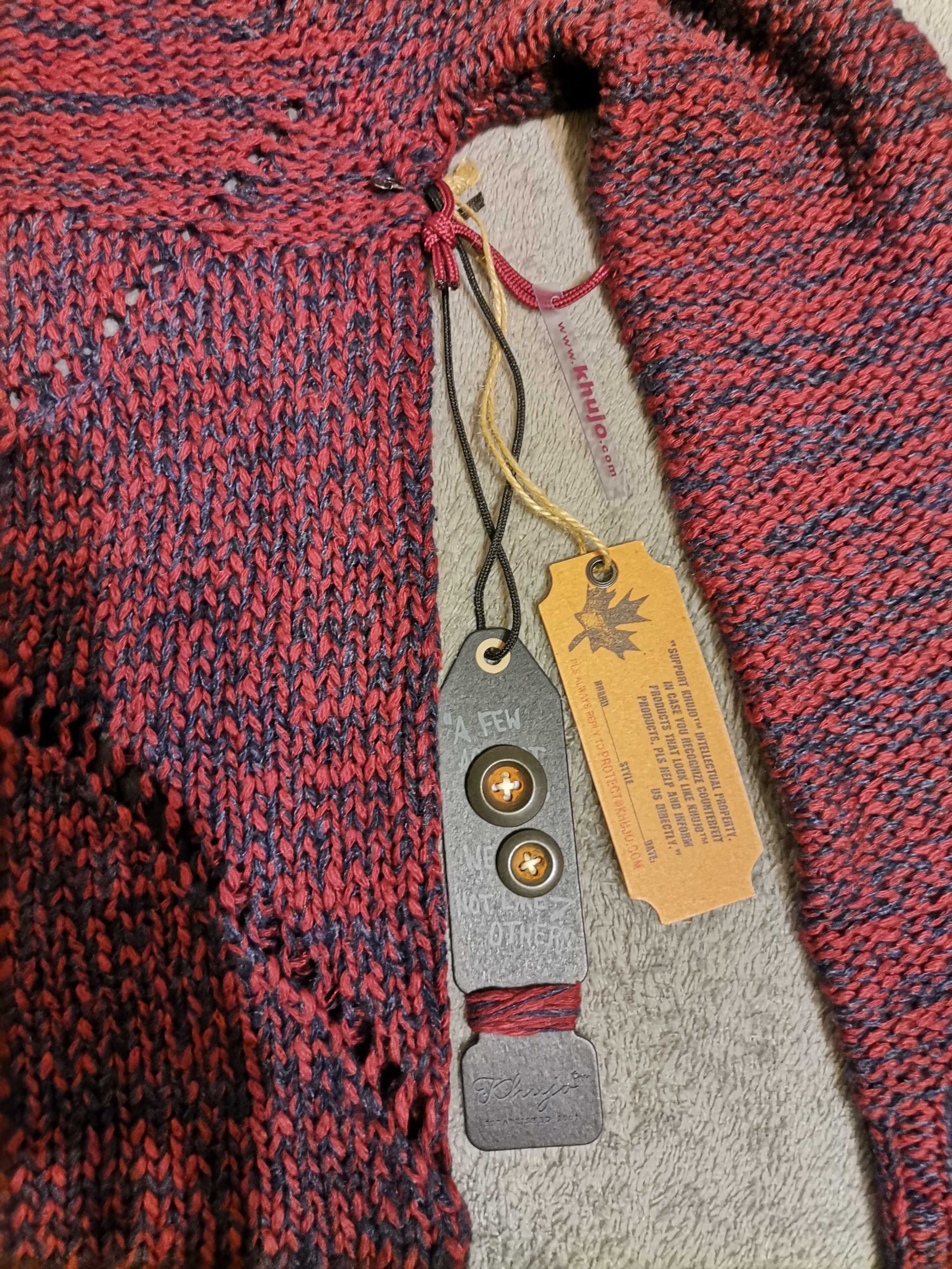Дамски пуловер "Khujo"(червено със сиво), нов, размер S