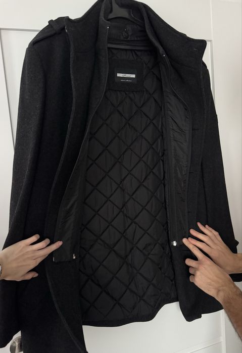 Мъжко черно палто Frant ХL