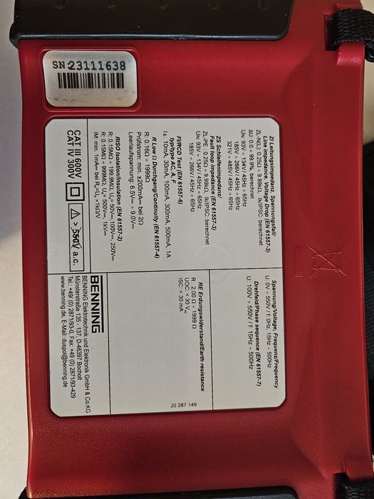 Aparat masura Benning / pentru instalatii electrice  (ca Fluke. Megger