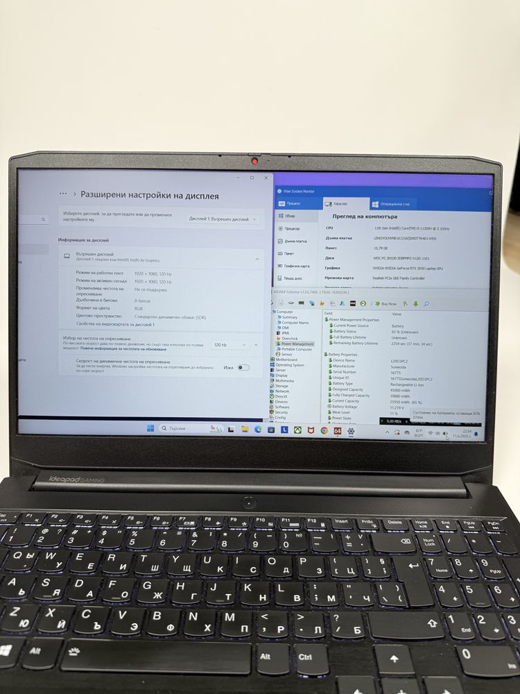Lenovo Gaming/15,6” IPS 120Hz/i5-11300H/RTX 3050/512GB NVMe/16GB RAM