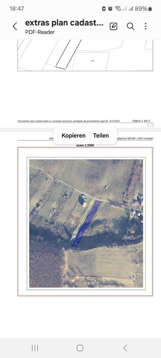 Teren extravilan 2450 mp Agafton, com. Curtesti, jud. Botosani