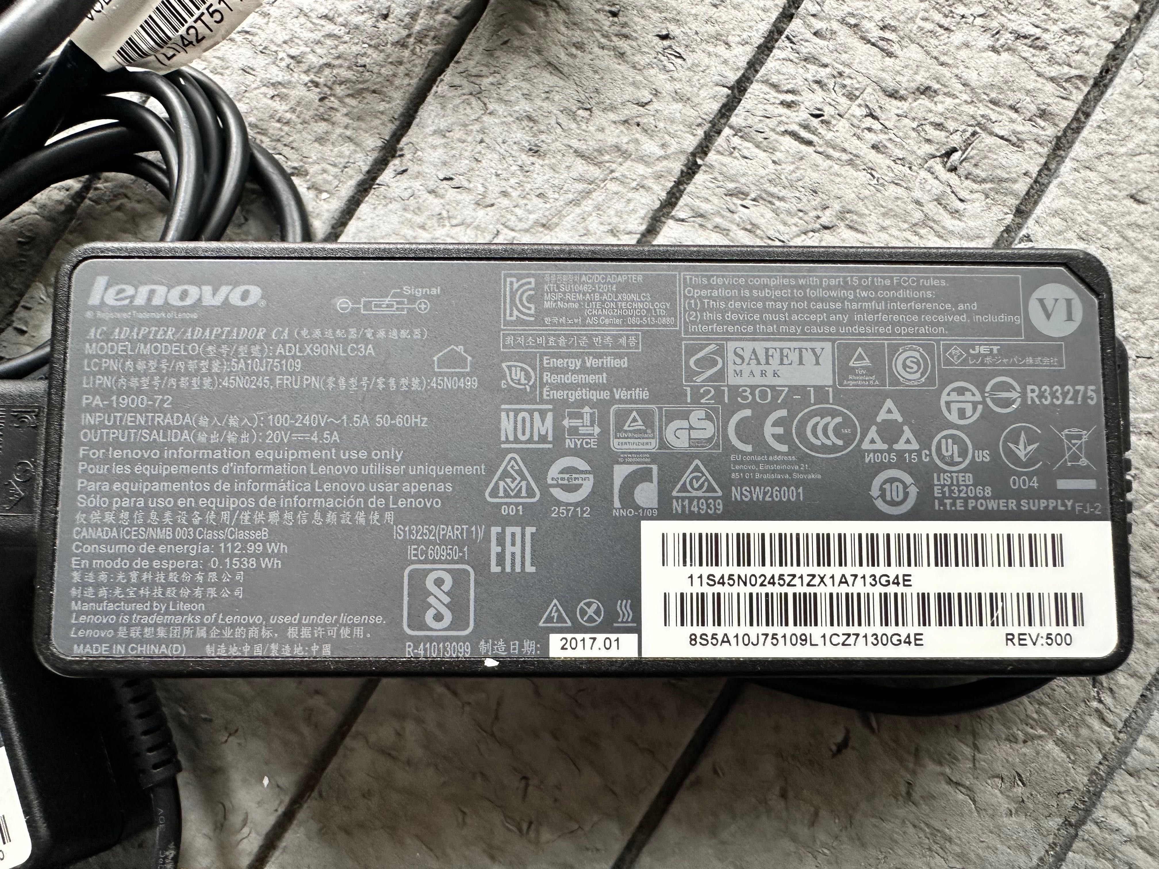 Incarcator laptop Lenovo 90W mufa galbena dreptunghiulara