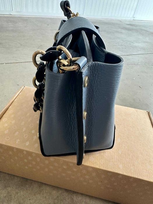 Geanta de piele naturala bleu Italia