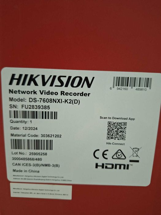 Vând sistem complet de supraveghere Hikvision, folosit doar 2 luni,.