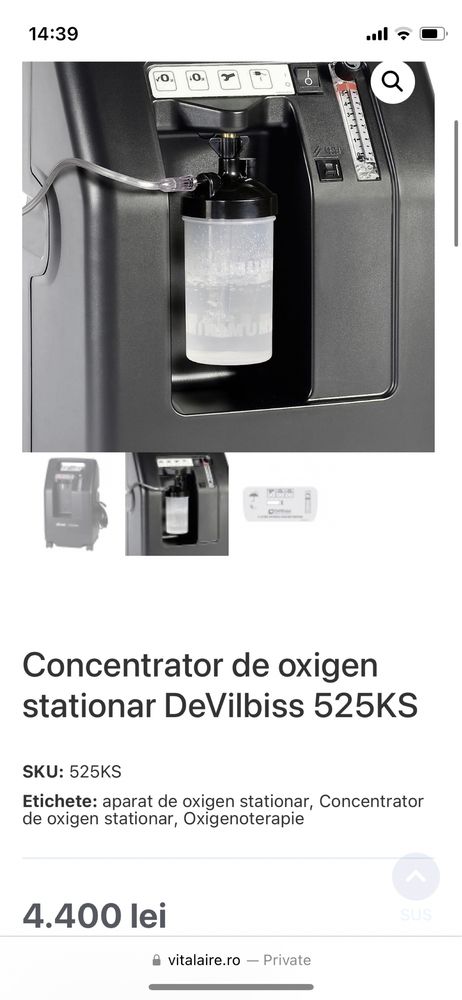 Concentrator de oxigen stationar DeVilbiss 525KS putin folosit.