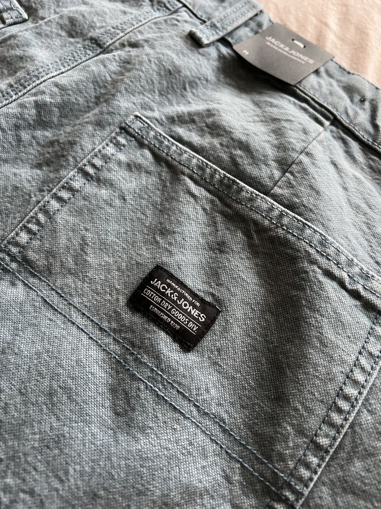 Jack & Jones baggy carpenter fit denim short in blue