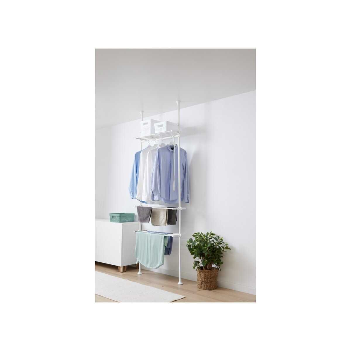 Телескопичен гардероб с 3 рафта и релса бял Livarno Home