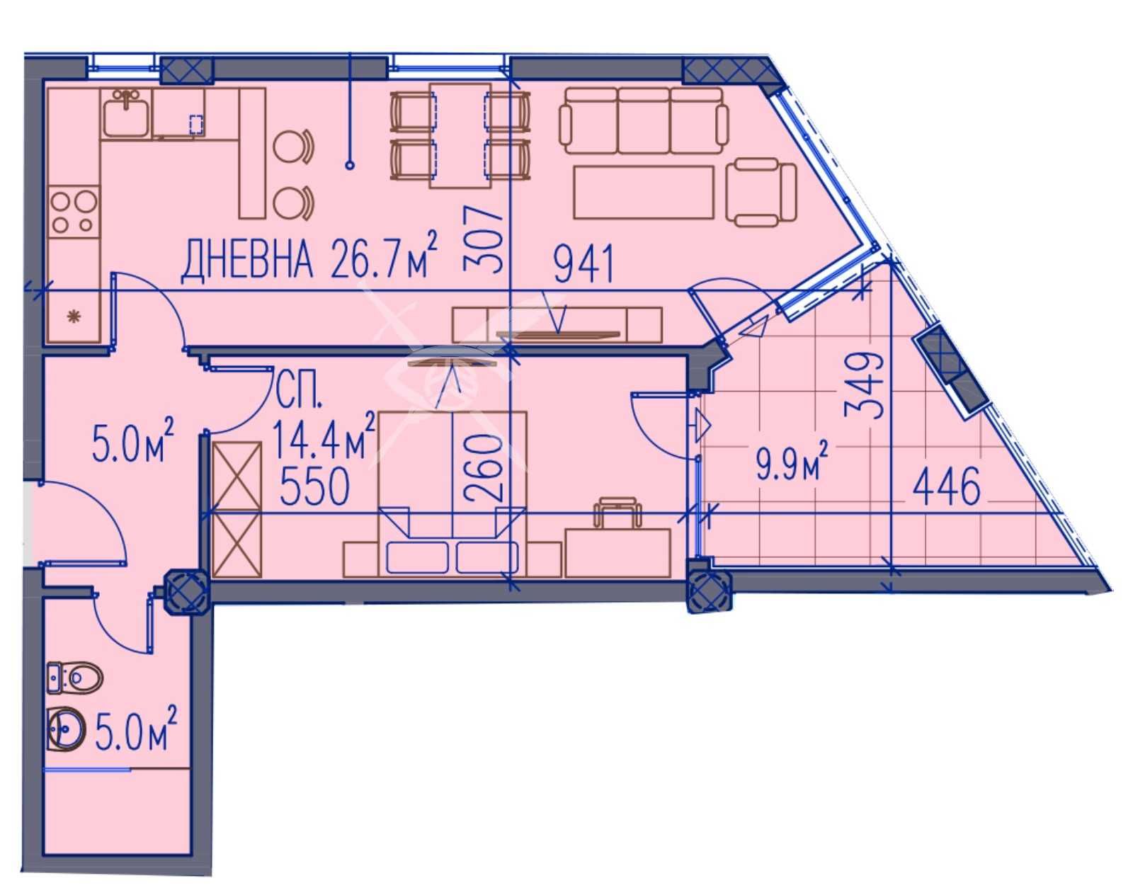 Двустаен апартамент Христо Смирненски 22-20892