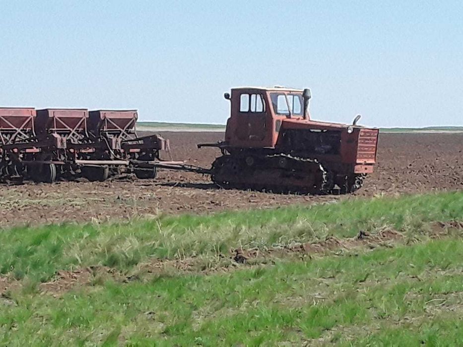 Трактор гусеничный Т-4 со сцепкой сеялок СЗС