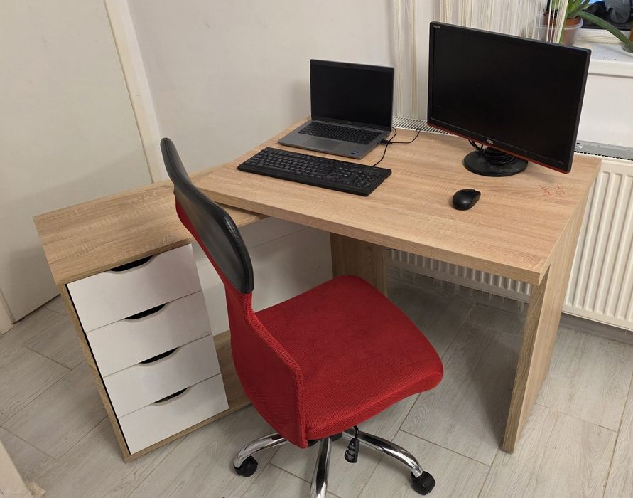 Vând Birou modular cu sertare + scaun inclus, 500 leibirou