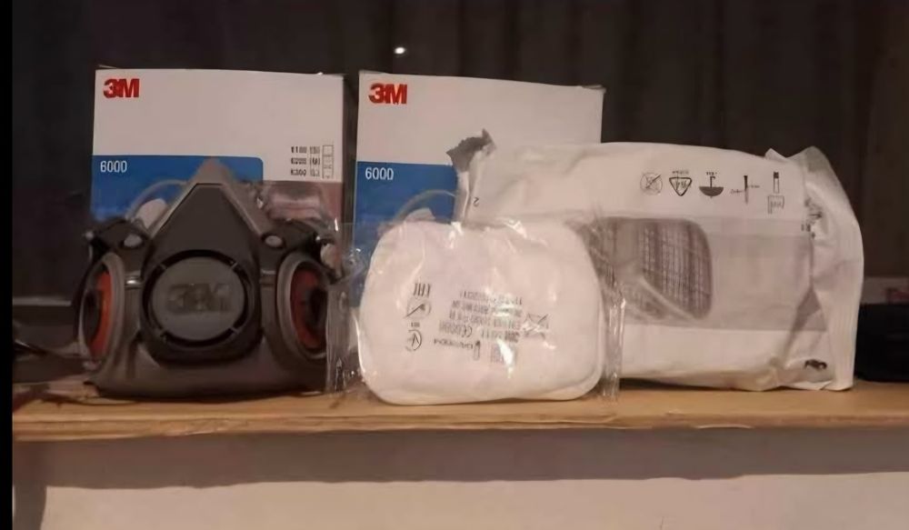 Masca de protectie 3M + accesorii full, praf fum gaze chimicale lacuri