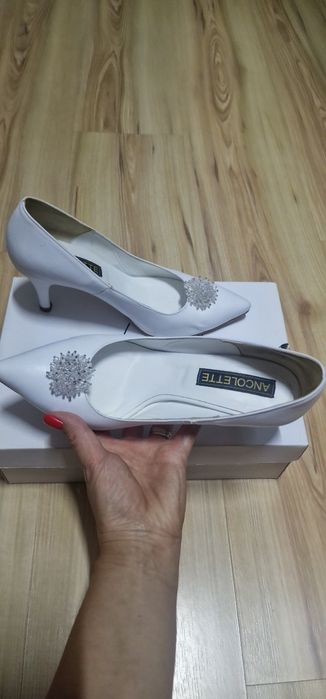 Pantofi de mireasa, albi, Ancolette, 38