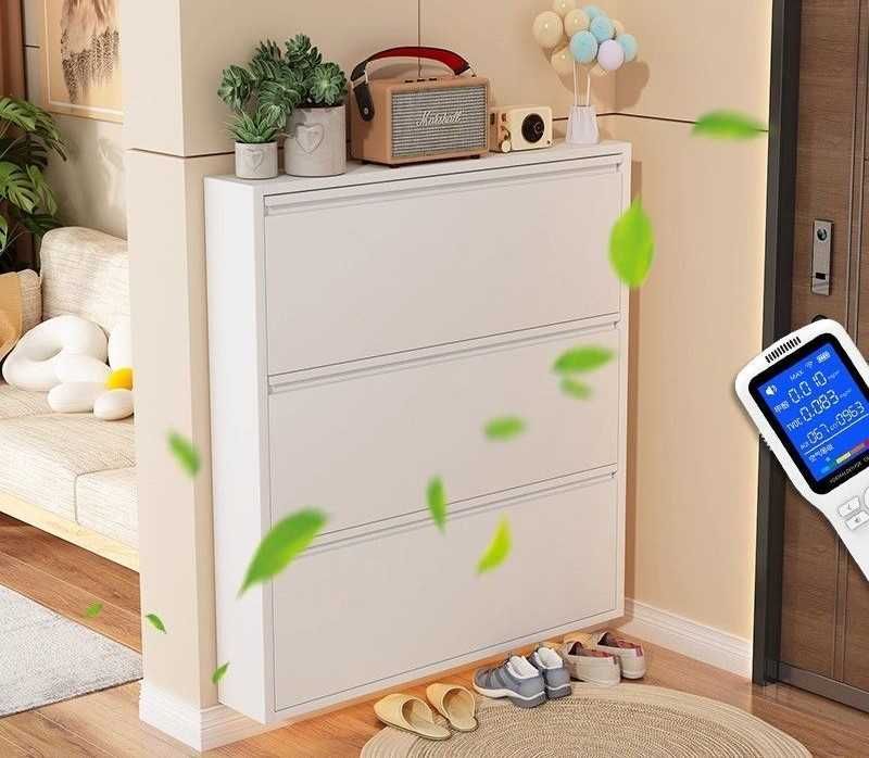 Узкий, бесшумный шкаф для обуви /Современный обувной шкаф из металла