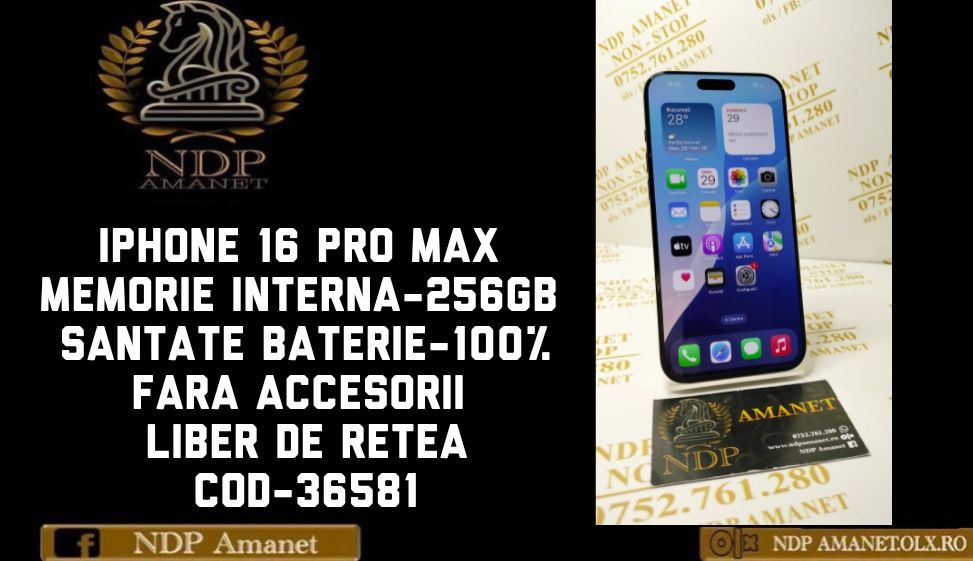 NDP Amanet Brăila iPhone 16 Pro Max 256gb (36581)