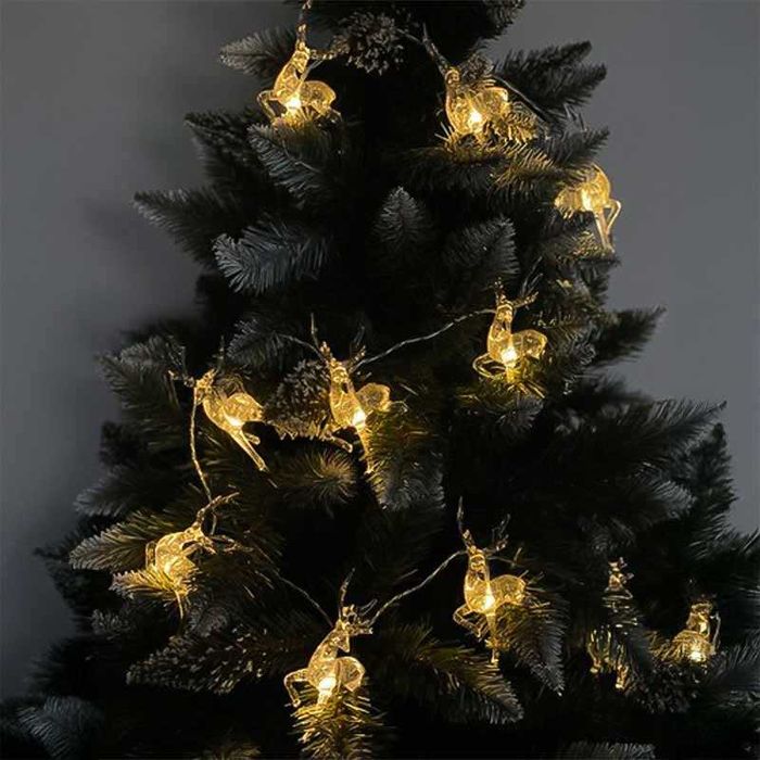 Коледни LED лампички RUHHY с еленчета – 10 броя, топла бяла светлина