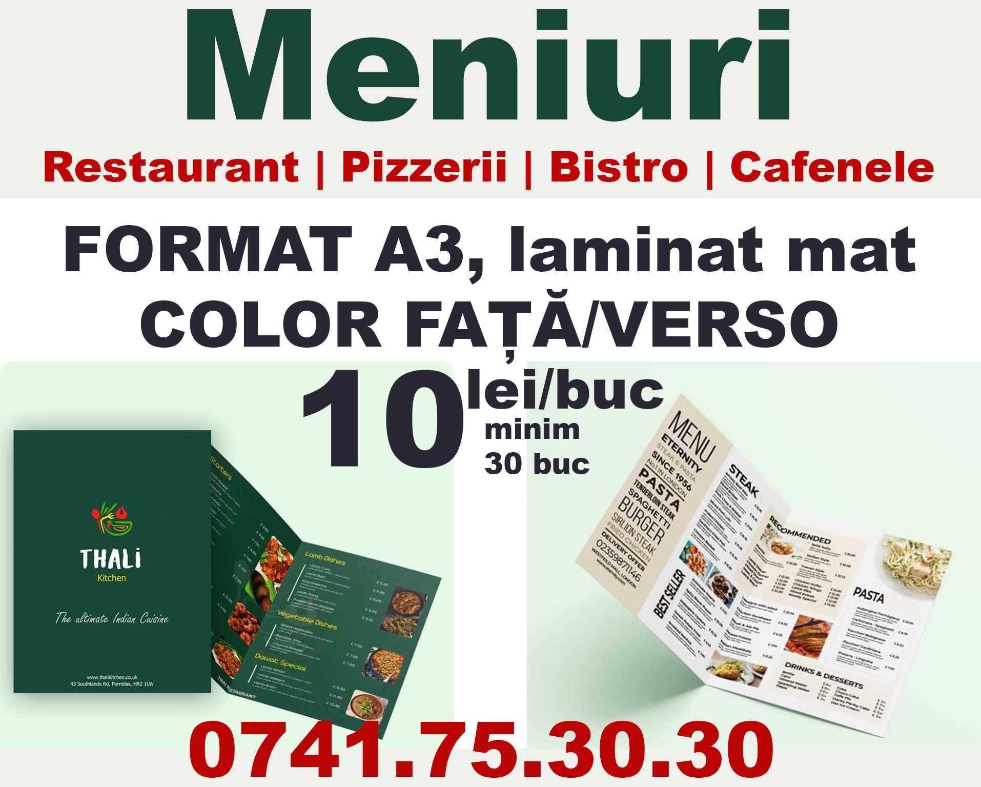 Meniuri Restaurant/Pizza/Bistro | Banere | Pliante | Flyere | Etichete