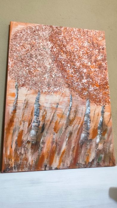 Peisaj pe pânză, culori acrilice, 50x70 cm