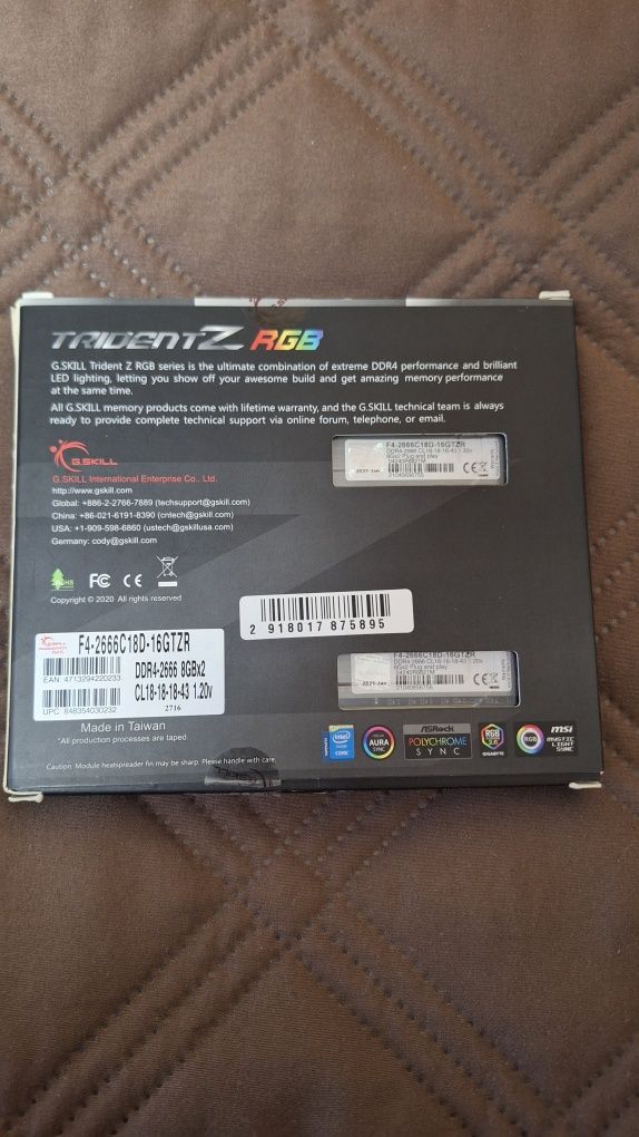 Оперативная память DDR4 G Skill Tridentz RGB, 16 GB (2x8)