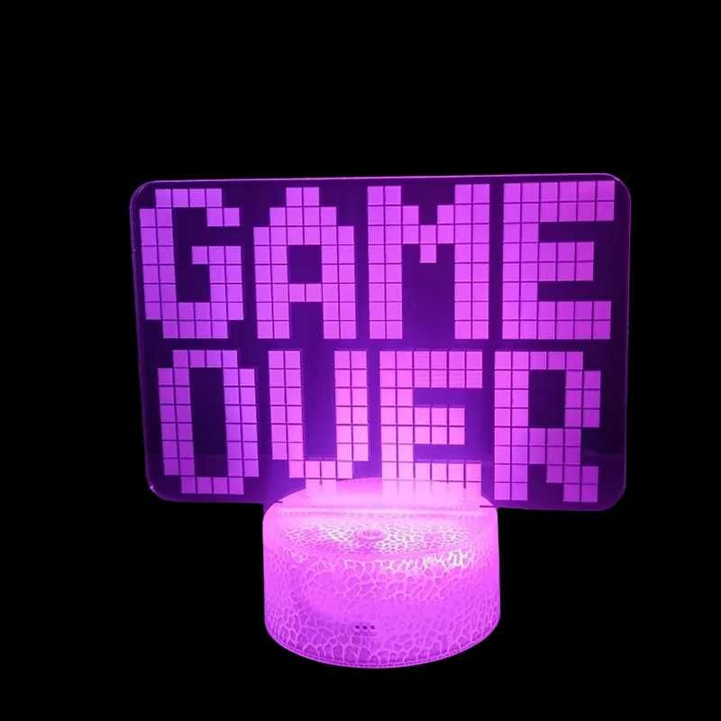 Lampa de veghe 3D Model GameOver 16 culori RGB cu telecomanda