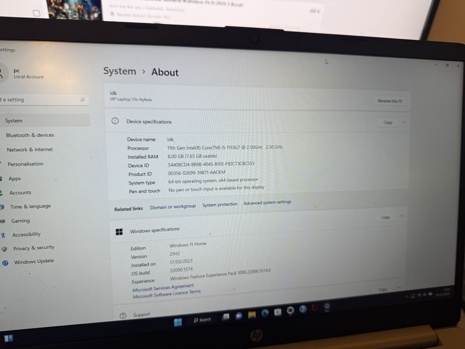 Laptop HP 15.6 model 15s-fq4012 i5 8GB,laptop de top 4200lei pe emag
