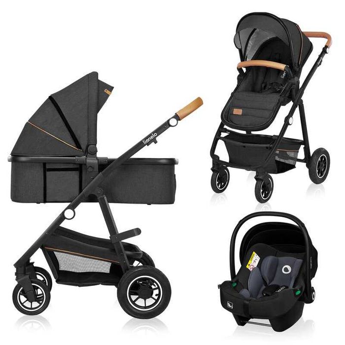 Carucior 3 in 1, Lionelo, Amber, Cu landou, scoica auto, Pana la 22 kg
