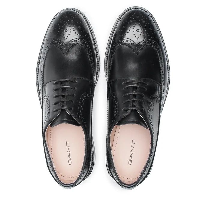 Мъжки официални обувки Grant черни естествена кожа