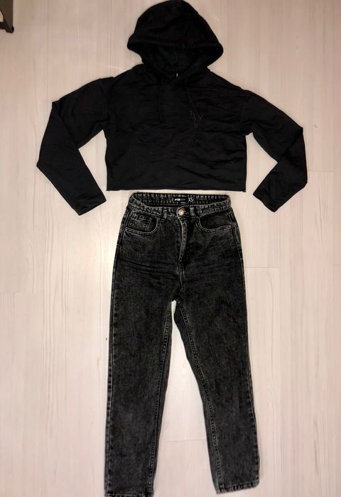 Blugi și hanorac crop xs