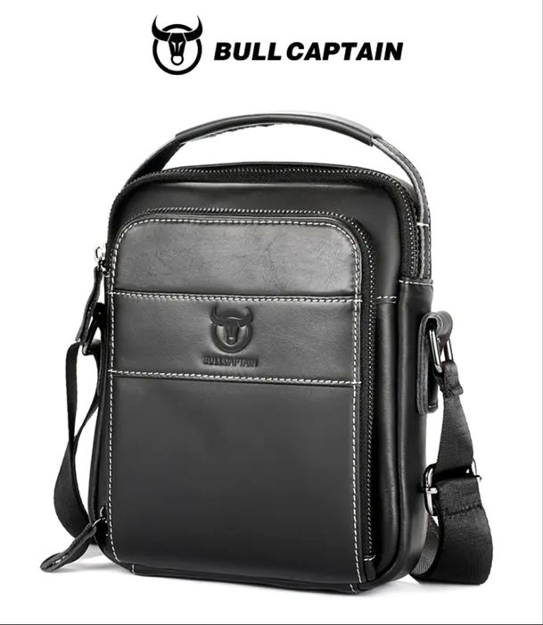 -9%Промоция•Универсална и Стилна черна кожена мъжка чанта Bullcaptain*