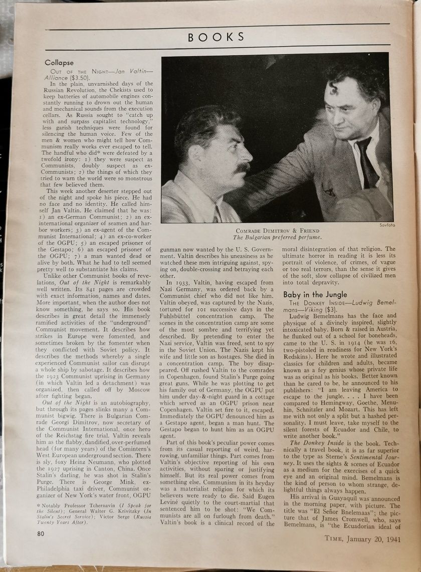 Списание TIME от 1941 г. с Цар Борис III на корицата