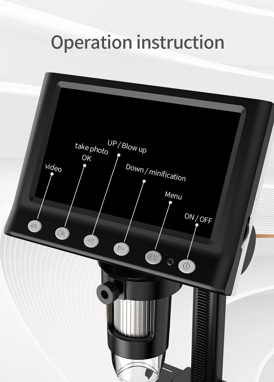 Дигитален микроскоп DM9, 50-1000X, 4.3" LCD 720P HD, 8 Led lights