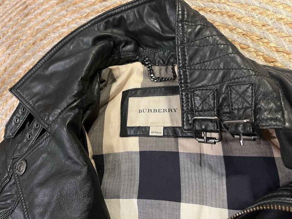 Burberry Kids Unisex Black Lamb Leather Biker Jacket