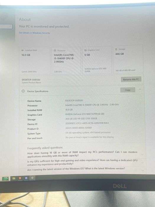 Calculator gaming GTX 1660 SUPER / i5-10400F / 16GB RAM / 500GB SSD