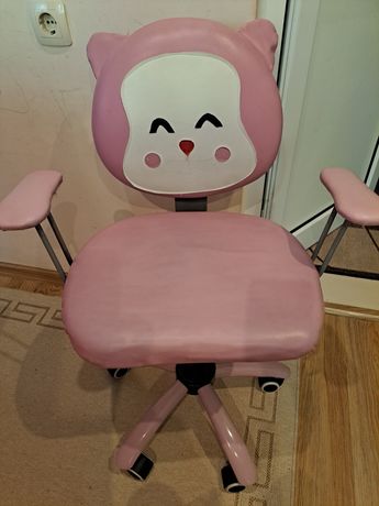 Детски розов стол Коте с регулиращ механизъм за височина