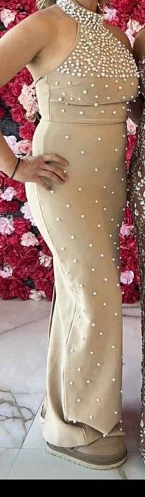 Официална дамска рокля с перли