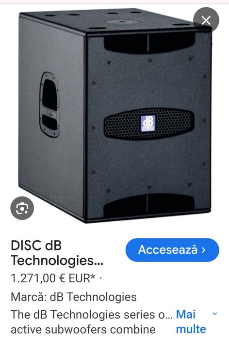 Boxa bas Subwoofer Activ DB Technologies SUB 15D formație live sau DJ