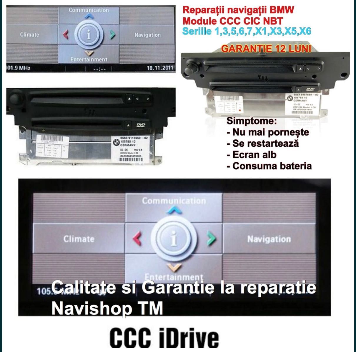 Reparatii navigatie amplificator BMW CCC CIC NBT E90 E60 E70 +Garantie