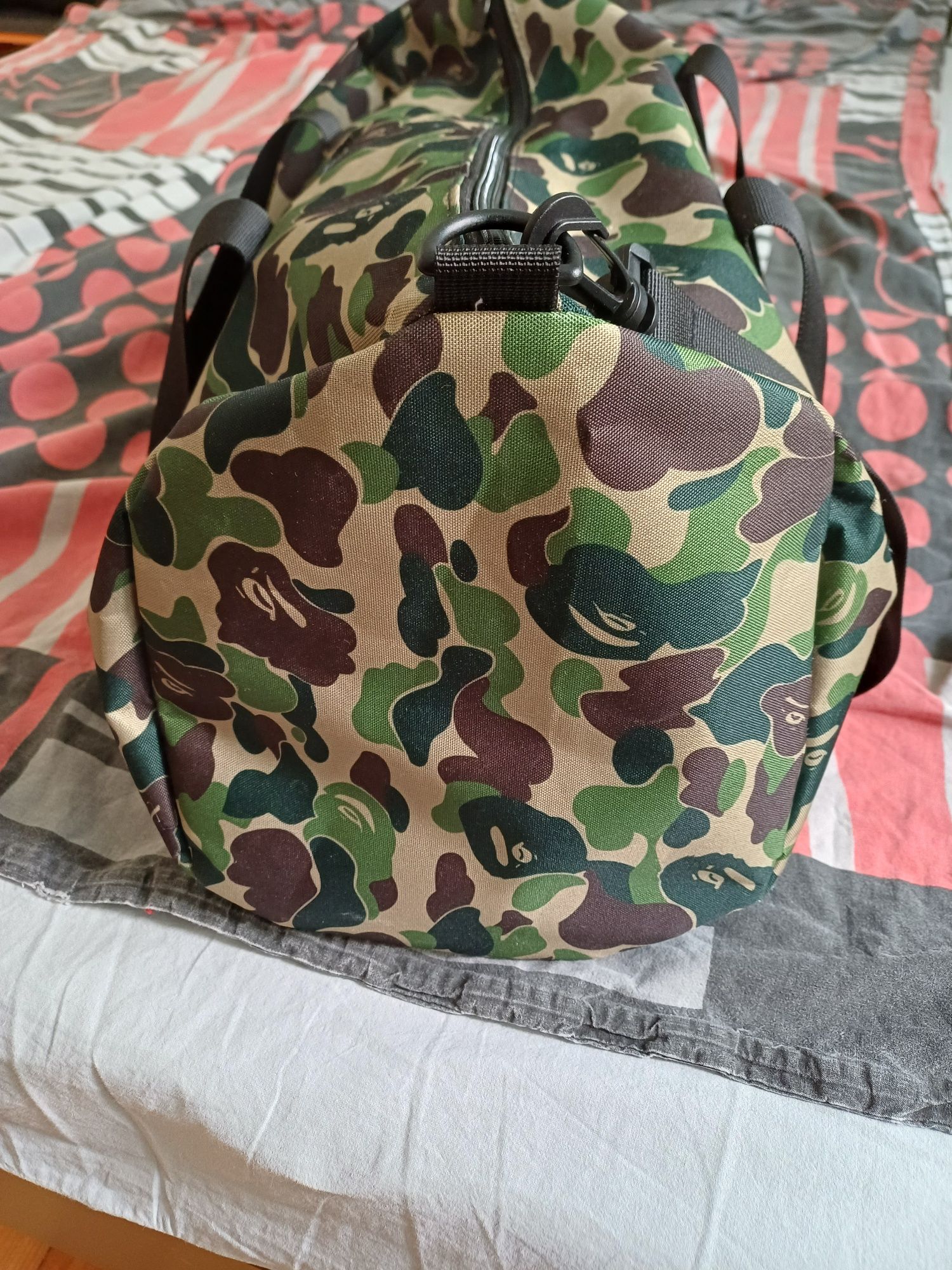 BAPE A Bathing Ape Duffle Bag Hand Bag Camo Green